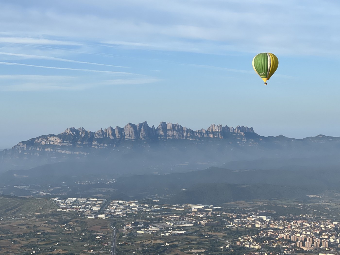 hot air balloon flight over Catalonia with views of the landscape near Igualada