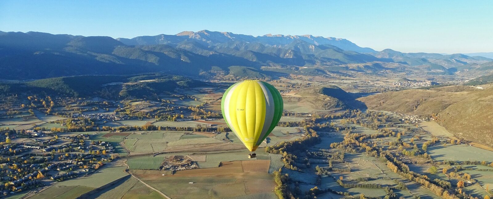 Hot air balloon flight at sunrise near Barcelona, Catalonia